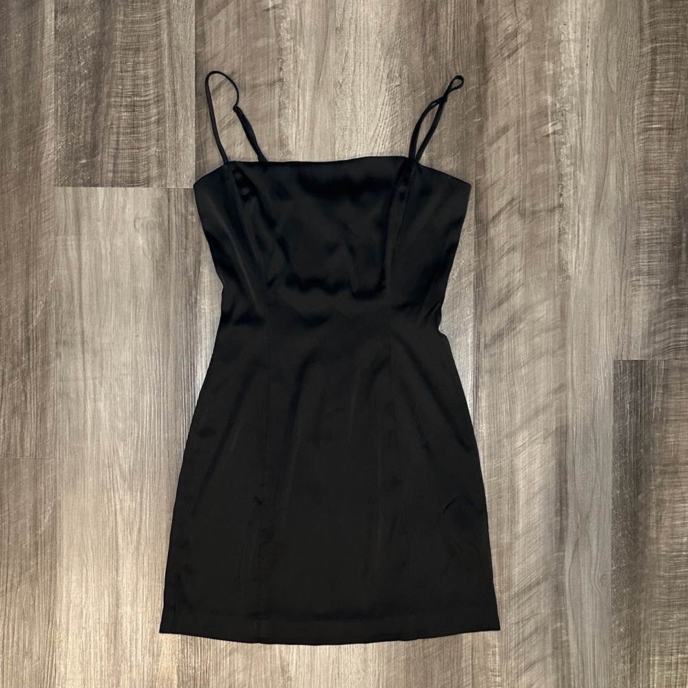 Sunday Best Shimmer Satin Squareneck Micro Dress - 0